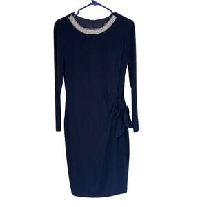 Marina Gathered Waist Rhinestone Blue Dress Size 8